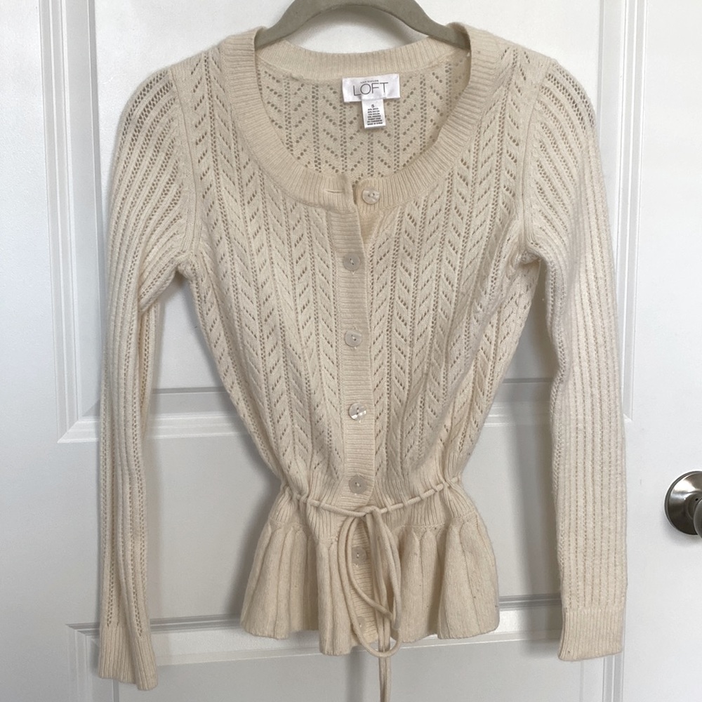 Loft Cream Knit Cardigan